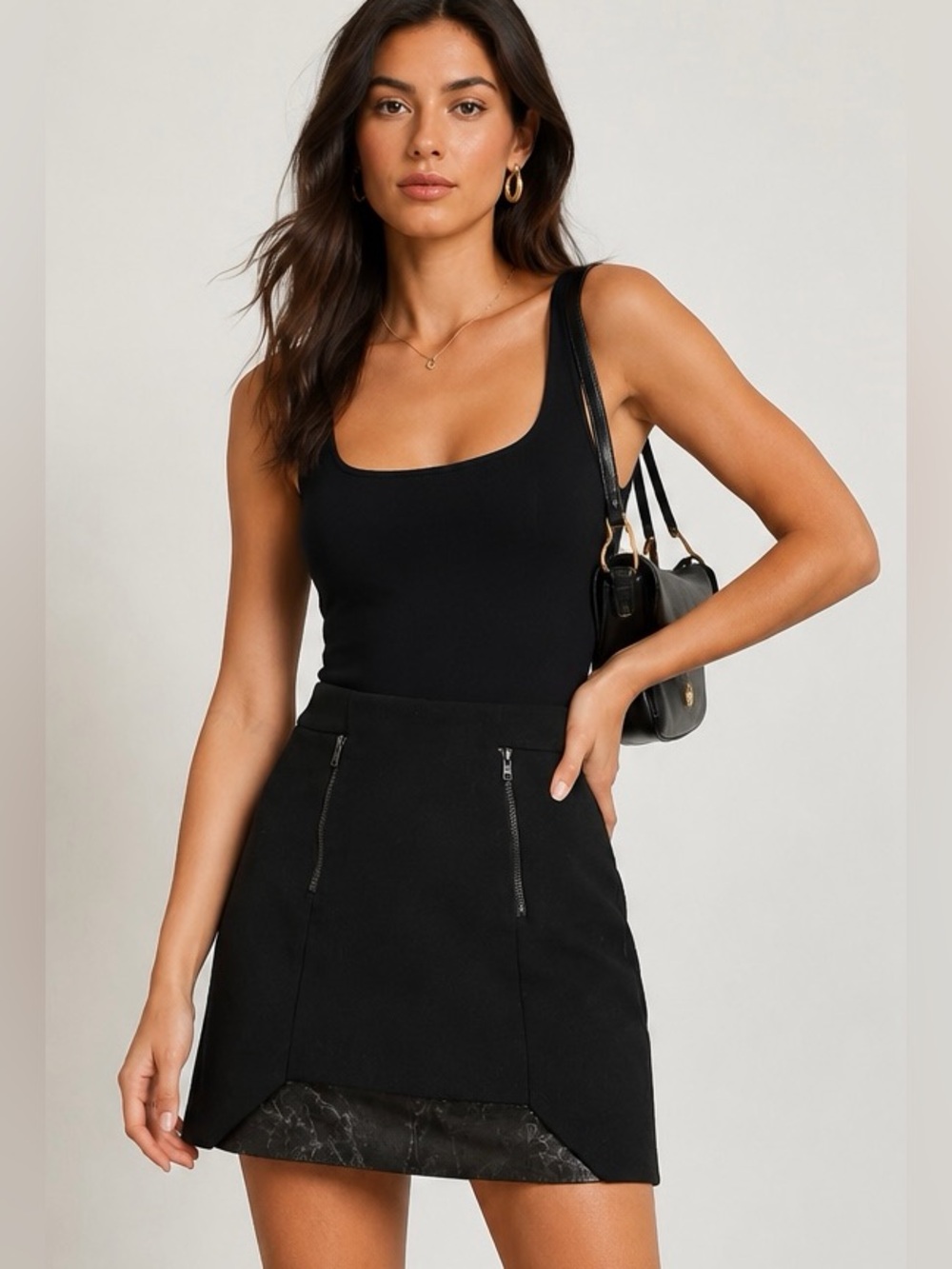 H&M Black Mini Skirt with Mesh Detail
